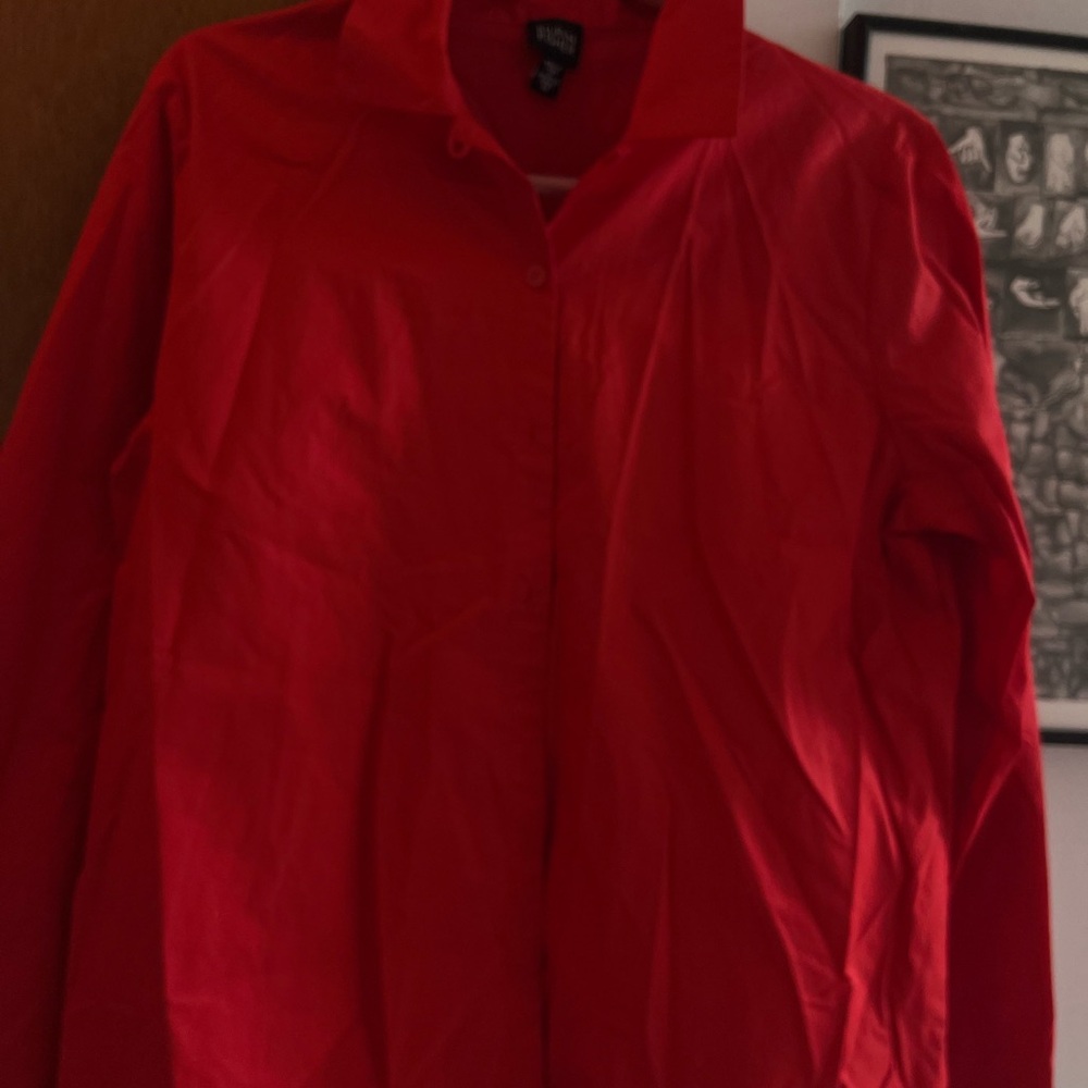 Eileen Fisher Red shirt long sleeves 19 in armpit to armpit and 25 in length